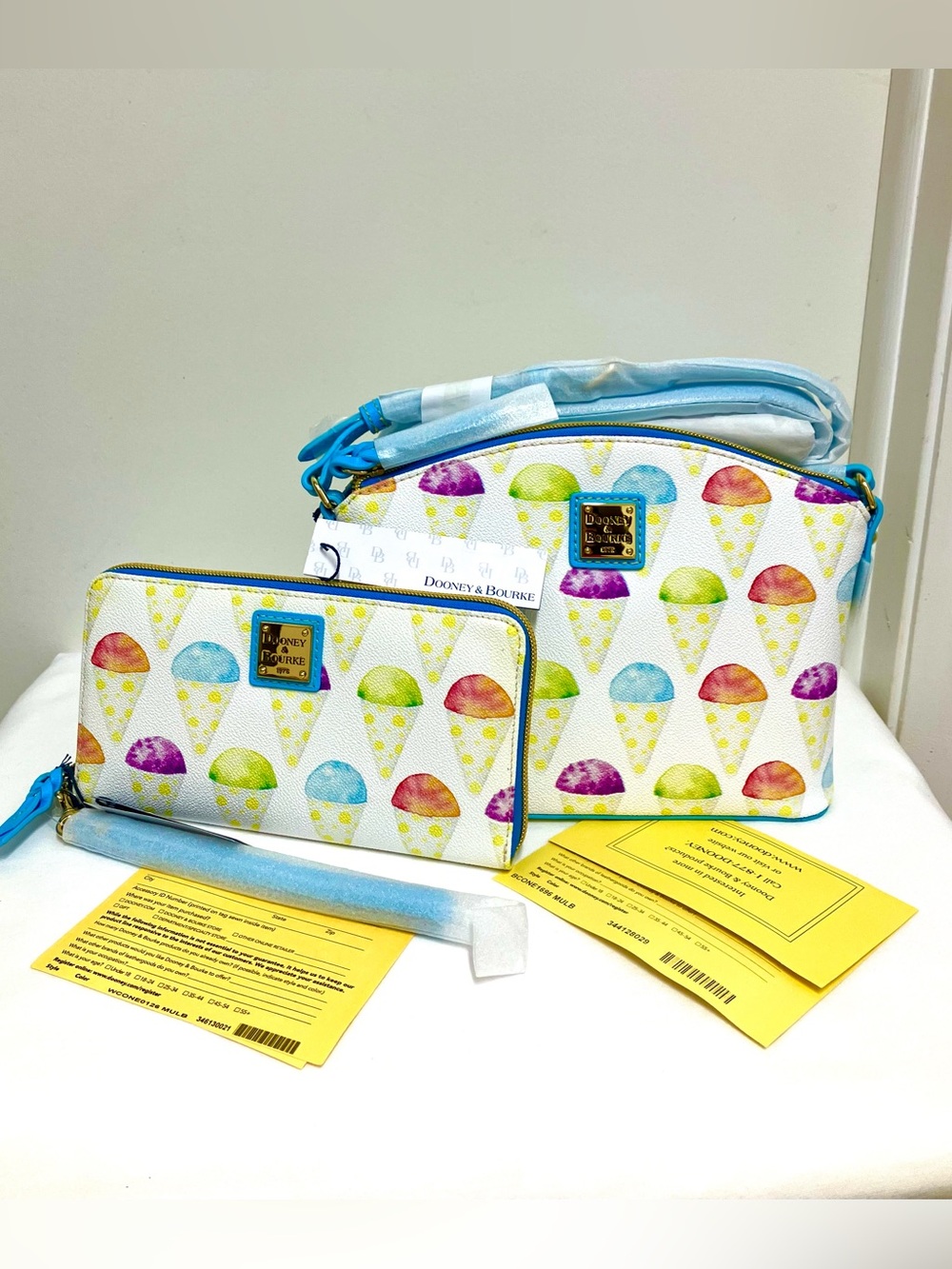 Dooney & Bourke White Ice Cream Cone Print Crossbody with Wallet SET